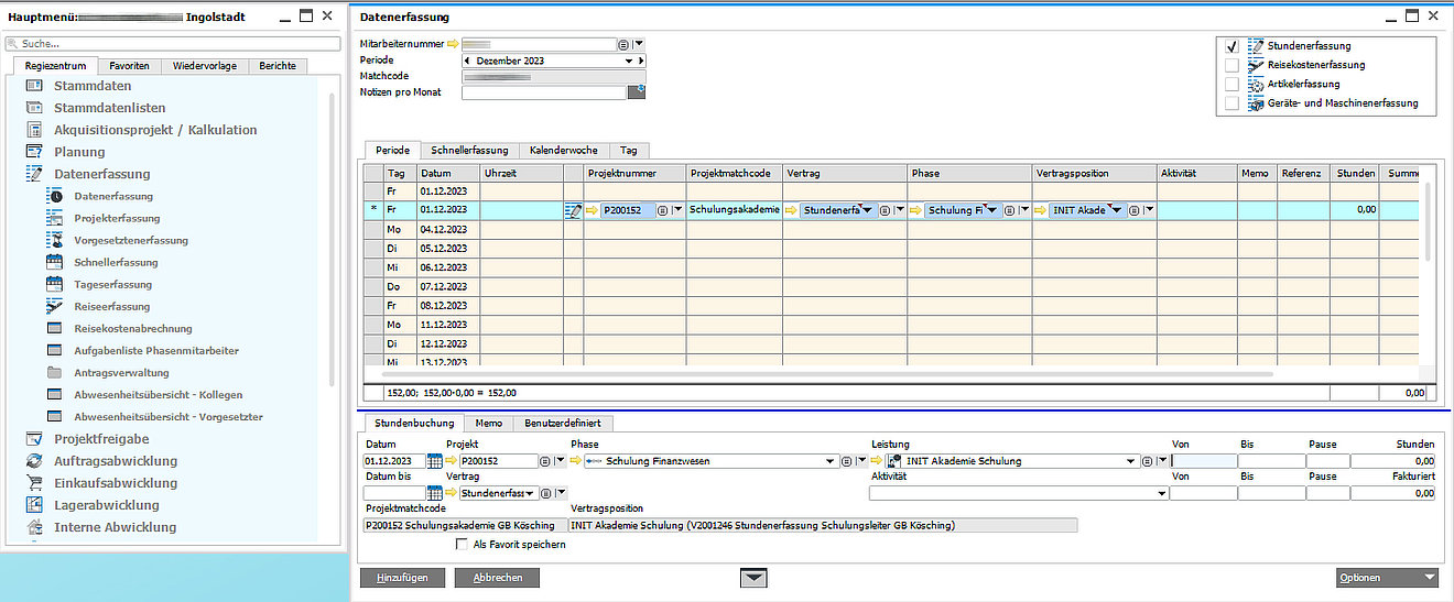 MariProject Stundenerfassung
