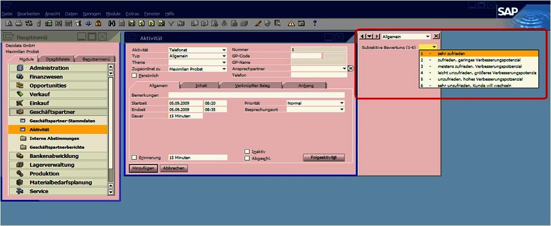 Bewertung Kundenzufriedenheit SAP Business One